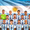 阿根廷国家队全家福 - 梅西与队友们身穿蓝白条纹队服